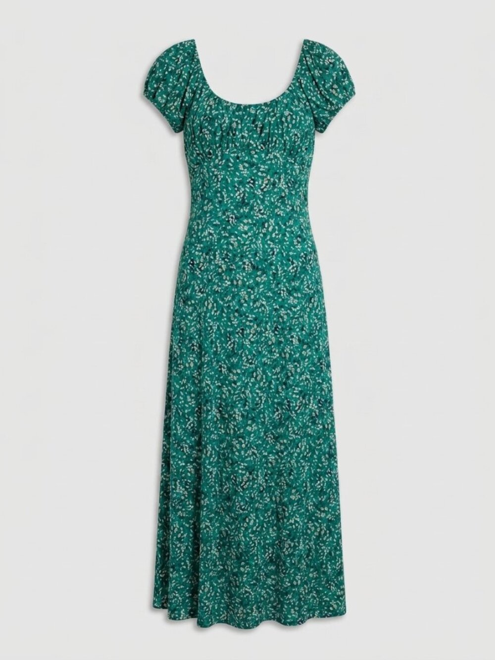 Madewell Floral Ruched Scoop Neck Maxi Dress Meadow Ditsy Kelly Green Size 2 NWT